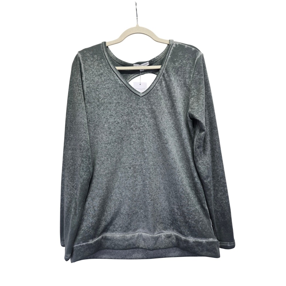NWT Threads‎ 4 Thought Womens Heathered Green Open Back V-Neck Long Sleeve Top M